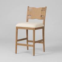 Tabouret de bar et chaise de salle à manger modernes en bois massif avec dossier en corde de papier, design durable pour salles à manger et salons