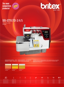 Machine à coudre surjeteuse industrielle à grande vitesse Britex GT917D à 3/4/5 fils avec moteur - Product Image 4