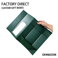 Boîte cadeau rigide pliable magnétique verte personnalisée avec fenêtre transparente, imprimée en couleur, en carton pliable pour économiser sur les frais de transport