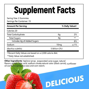 Suplemento digestivo de calidad superior, suministro de 15 días, soporte para el movimiento intestinal, 5 mil millones de gomitas probióticas Live Ultures - Product Image 2