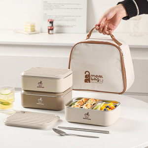 Stainless Steel Dual Tier 1000ML Food <b>Container</b> BPA Free Microwave Safe Insulated Thermos Leak Proof Lunch Box Set <b>Plastic</b> <b>Lid</b> - Product Image 3