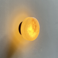 Applique murale LED en marbre espagnol, décorative, en albâtre, ronde, pour salon, escalier, chambre, chevet, salle de bain, couloir