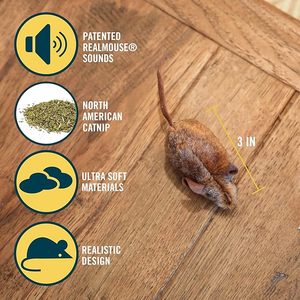 צעצוע חתולים אינטראקטיבי בצורת עכבר, ידידותי לסביבה, עם צליל אלקטרוני, עיצוב עכבר אמיתי, למשחק ופעילות של חתולים בבית. - Product Image 3