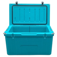 Glacière portable isotherme moderne de 78 L en plastique PE avec roulettes et motif lettres, idéale pour la pêche, les boissons, les aliments et les canettes en extérieur