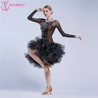 L-17223 adulte de Haute qualité femelle perspective maille rumba danse robe costumes de danse Latine robe uniforme pour la concurrence
