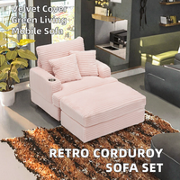 Sofá Cama Seccional Chesterfield de Pana Retro, Módulo de Compresión Móvil, Diseño Plegable, Relleno de Esponja, Convertible para Hotel