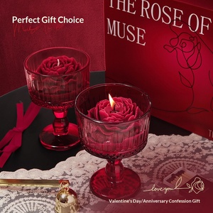 Muse Rose Scented <b>Candle</b> Gift Set 2Pcs <b>Red</b> Glass Goblet <b>Candles</b> With Gift Bag For Wedding Valentine Gift - Product Image 6