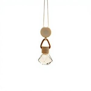 Diffuseur d'air pour voiture en verre rond avec poignée en corde, design cristal transparent, pendentif parfum d'intérieur - Product Image 2