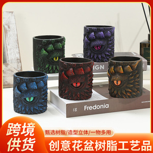 Maceta de Resina con Diseño de Ojo de Dragón, Redonda, Moderna, Adorno para Escritorio de Oficina u Hogar, Pieza Única, Decoración para Regalo - Product Image 5