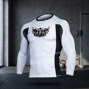 เสื้อแรชการ์ดแขนยาว IRON PUNCH IP-7503 สำหรับกีฬา ออกแบบทรงอเมริกัน ผลิตจากไนลอน/ไลคร่า เย็บตะเข็บแบบดับเบิ้ลแฟลตล็อค - Product Image 3