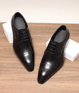Top Luxury Designer New Arrival Men Genuine Leather <b>Pointed</b> Lace-Up Formal Shoes Wedding Oxfords Dress Shoes Custom Lightweight - Product Image 6
