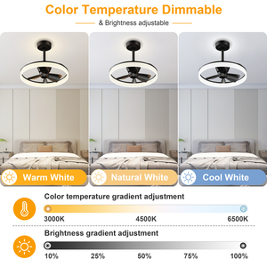 19.7'' LED Ring <b>Ceiling</b> <b>Fan</b> Light Downrod <b>Ceiling</b> <b>Fan</b> With Smart APP <b>Remote</b> <b>Control</b> 6 Speed Dimmable Color Changing Lighting - Product Image 2