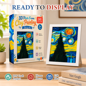 Kit de Peinture en Argile 3D Cadre Photo Ciel Étoilé Relief Artistique Non Toxique Style Van Gogh DIY Décoration Maison Cadeau OEM Vente en Gros - Product Image 4