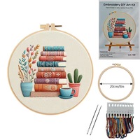 Kit de broderie botanique, motif végétal pré-imprimé, tous les outils inclus pour les débutants en artisanat DIY