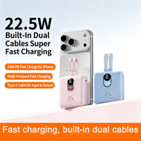 Nouvelle mini batterie externe électronique 20000 mAh, mince et portable, avec câble USB-C, Powerbanks 20000 mAh