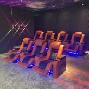 مصنع 3 + 4 كرسي كرسي كهربائي للسينما المنزلية مع مسند للذراعين تخزين أثاث المسرح مسند رأس كهربائي جلد أصلي - Product Image 1