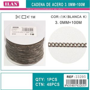 Catena in acciaio Ilan 3,0 mm x 100 m colore bianco per artigianato e creazione di gioielli - Product Image 1