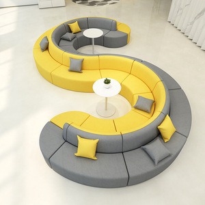 Modern Creative Leisure <b>Sofa</b> and Coffee Table Set with S-Shaped Arc Design <b>Leather</b> <b>Covered</b> Metal Frame for Hotel Apartment Use - Product Image 4