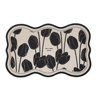 Tapis de sol de salle de bain rectangulaire en terre de diatomée, style moderne et minimaliste, motif tulipe, séchage rapide, antidérapant, absorbant