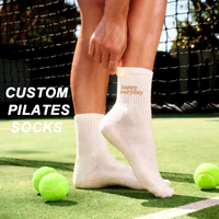 Chaussettes de sport tricotées personnalisées pour femmes 2025 – Coton antidérapant avec motif dessiné à la main sur la semelle – Idéales pour Pilates, Yoga – Vente en gros