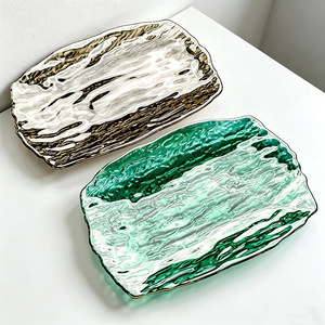 Plateau à fruits en <span class=keywords><strong>verre</strong></span> cristal moderne et créatif, plateau de présentation haut de gamme pour la maison, plateau à fruits secs, plateau en <span class=keywords><strong>verre</strong></span> <span class=keywords><strong>rectangulaire</strong></span> à texture d'écorce - Product Image 4