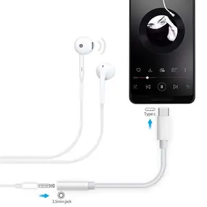 Kabel adaptor Port Earphone USB Tipe C ke 3.5mm usb IC DAC USB-C Aux Audio konverter untuk pengisian daya ponsel kabel USB untuk 8pin