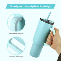 Bouteille d'eau isotherme Everich à double paroi de 40 oz à large ouverture, grande capacité, pour la course à pied, avec poignée et couvercle