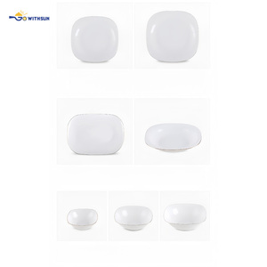 <span class=keywords><strong>Vajilla</strong></span> de <span class=keywords><strong>Vidrio</strong></span> <span class=keywords><strong>Opal</strong></span> Blanco al por Mayor, Platos y Tazones con Bordes Dorados de Lujo, Juego de Boda Personalizable, Resistente al Calor, Cuadrado - Product Image 6