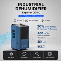 Déshumidificateur industriel électrique neuf Moiswell DEP80 90L 915W avec tuyau de drainage de 5m, dégivrage automatique, 350m bleu, pour le séchage des bâtiments
