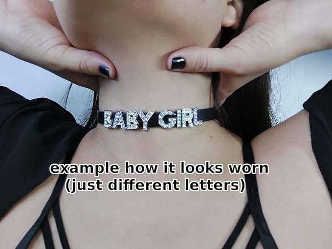 OWNED Daddy's Girl YES SIR BABY GIRL Choker Cute Kawaii Rhinestone Letter  Collar Necklace Sexy Leather