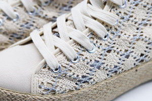 Espadrilles montantes en dentelle crochetée à effet métallique scintillant avec semelle plateforme en jute tressée et détails argentés, style bohème respirant pour femme - Product Image 6