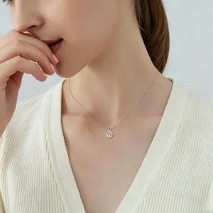 Moissanite 1ct 2ct 3ct Round Gold Plated 925 Sterling <b>Silver</b> VVS Moissanite Pendant Necklace with Certificate - Product Image 4