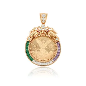 Xuping – pièce commémorative mexicaine de couleur or 18K, pendentif en zircon mexicain lourd de grand Volume, Design de 50 Pesos, 34470