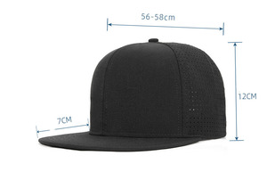 Casquette de baseball imperméable à 6 panneaux avec panneau latéral perforé bleu clair pour l'extérieur avec panneau latéral plat perforé au laser - Product Image 3