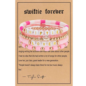 Popular <span class=keywords><strong>Taylor</strong></span> <span class=keywords><strong>Swift</strong></span> amistad joyería moda mujer hecha a mano arcilla polimérica cuentas pulsera conjunto al por mayor - Product Image 4