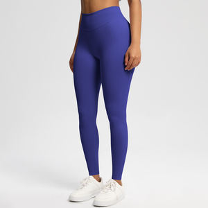 Pantalones de Yoga de cintura alta para mujer, mallas de entrenamiento personalizadas con cierre de cintura elástica, mallas de patrón sólido - Product Image 4