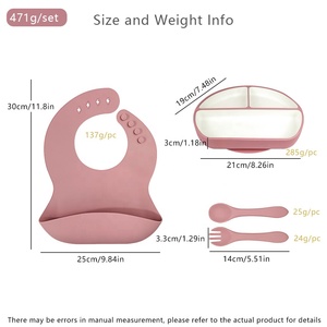 Vente en gros de haute qualité sans BPA ensemble d'alimentation de bébé de 4PC plaque d'aspiration en silicone avec cuillère <span class=keywords><strong>fourchette</strong></span> - Product Image 2