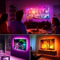 TV LED rétro-éclairage sans caméra-WiFi TV LED bande lumineuse avec HDMI Sync Box, jeu chambre décor RGBIC TV éclairage avec musique S