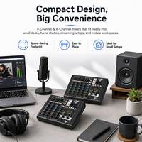 Console de mixage audio professionnelle A4R, table de mixage sonore 4 canaux avec USB BT 5.0, alimentation fantôme 48V intégrée, effets et égaliseur