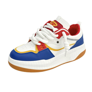 Chaussures de skate décontractées pour hommes, style rétro, combinaison de tendances, design tendance, tige épaisse, empeigne colorée, chaussures décontractées confortables - Product Image 1