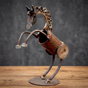 Sculptures de chevaux debout en métal de style nautique, figurines en fer soudé pour la décoration intérieure - Product Image 3