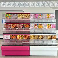 Présentoir en métal pour magasin de bonbons Présentoir en vrac pour aliments, noix, céréales, céréales, gondole, présentoir de sélection et de mélange avec conteneur pour aliments