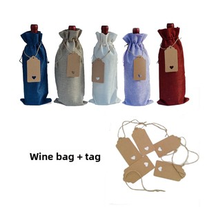 Ensemble de sacs pour bouteilles de vin rouge, 10 pièces, sacs d'emballage cadeau en lin avec cordon de serrage - Product Image 2
