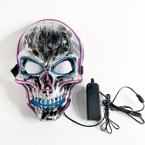 2021 неоновая пользовательская электронная маска Glo с изображением черепа, светодиодная маска для вечеринки на Хэллоуин