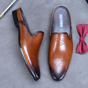 Zapatillas de cuero para hombre, las más vendidas, de cuero genuino, con puntera cerrada, informales, de tacón bajo, modernas, de media punta - Product Image 5