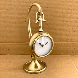 Horloge de bureau suspendue en laiton vintage, style antique, horloge de table en métal, design cloche décorative, décoration de bureau nautique, chiffres romains classiques - Product Image 1