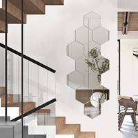 Miroir hexagonal en acrylique, autocollant mural, décoration murale, miroir en cristal tridimensionnel