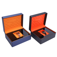 Boîte d'emballage de luxe pour montres de marque, finition laquée brillante, intérieur en similicuir noir, orange et blanc, pour coffret cadeau de montre