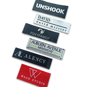 Tags And Labels Custom Clothing Tags Black Adhesive Fabric Tags Garment Labels For Bag Shoes Clothing Polyester Woven Labels