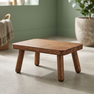 Handcrafted Traditional Decorative Rectangle Jatoba <b>Wood</b> <b>Step</b> <b>Stool</b> with Curved Legs | Durable Wholesale From India - Product Image 3